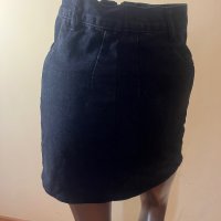Черна дънкова пола с цип !, снимка 6 - Поли - 42058496