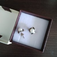 Сребърни обеци с бели перли, снимка 1 - Обеци - 42373977