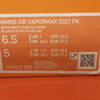 Nike Air VaporMax 2021 Flyknit "White & Pure Platinum" - Номер 37.5, снимка 8 - Маратонки - 44466636