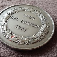 Френски 1807 1900 сребърен Сметна палата Медал жетон орден плакет, снимка 2 - Нумизматика и бонистика - 41344082