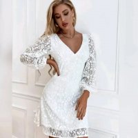 Бяла дантелена рокля уникална, снимка 3 - Рокли - 39882051