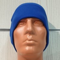 Нова мъжка зимна шапка с подгъв в син цвят, снимка 9 - Шапки - 39325482