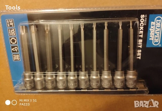 DRAPER EXPERT 10броя 3/8 Дълги торксове звезди с отвор вложки комплект, снимка 1