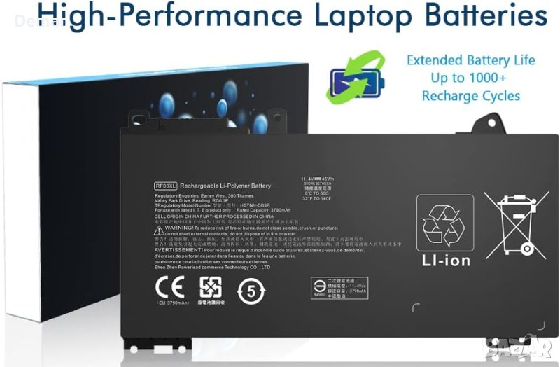 Батерия за HP 11.4V 45Wh 3790mAh HSTNN-DB9R RF03XL, снимка 1