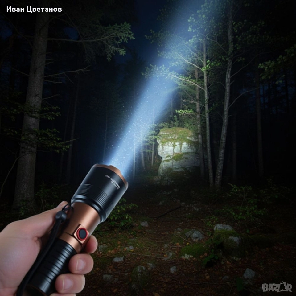 Мощен LED фенер COBA TG – 2000 м обхват, USB Type-C зареждане, Power Bank функция, снимка 1