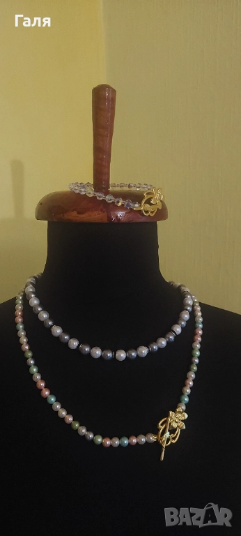 Часовник-бижу с перли и бижута с перли и естествени камъни , снимка 1