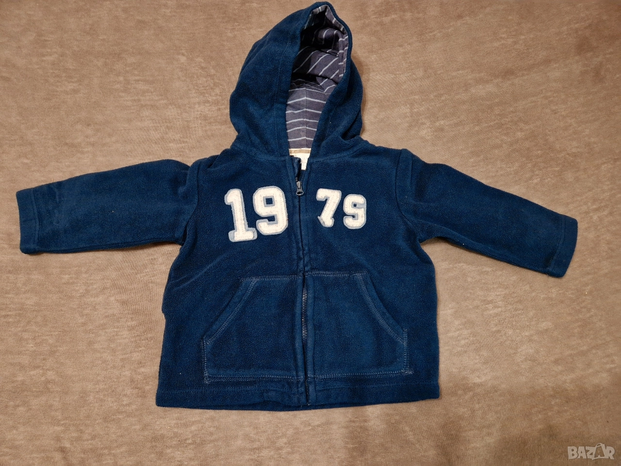 9-12м 80см Анорак, суичър , син, с качулка, без следи от употреба , снимка 1