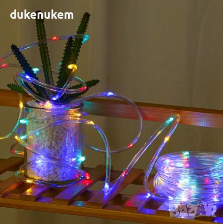 Соларна LED лента, 10 м, дизайн с медна жица, водоустойчива, цветни светлини, снимка 1