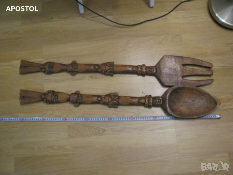 Дървени вилица и лъжица за декорация, снимка 1