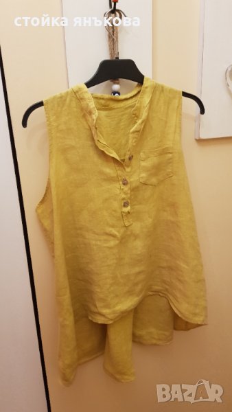 Продавам блуза без ръкави, лен, цвят горчица , снимка 1