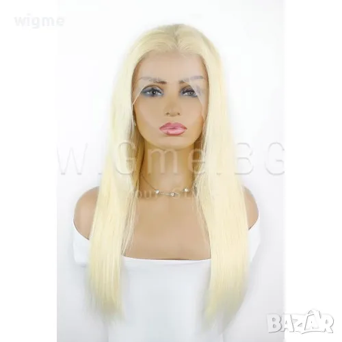 Дълга руса лейс фронт перука от естествен косъм - Флавия, снимка 1