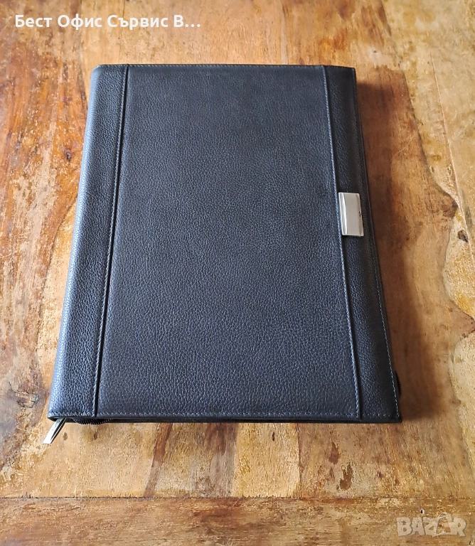 папка луксозна за документи естествена кожа с цип Марксман Marksman A4, снимка 1