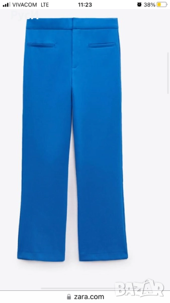 Дамски панталон на “ZARA” с еластан  и леко разкроен  крачол,в син и оранжев цвят, М, снимка 1