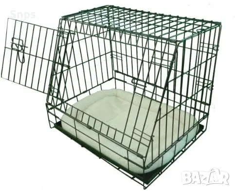 Сгъваема клетка за кучета с метална табла и постелка за кучета 60х40х51, снимка 1
