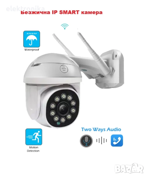 SMART Безжична IP камера 5MP WiFi FULL-HD 1080P с цветно нощно виждане и Двупосочен звук, снимка 1