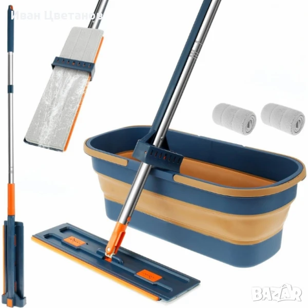 Комплект моп с 360° въртене и сгъваема кофа., снимка 1