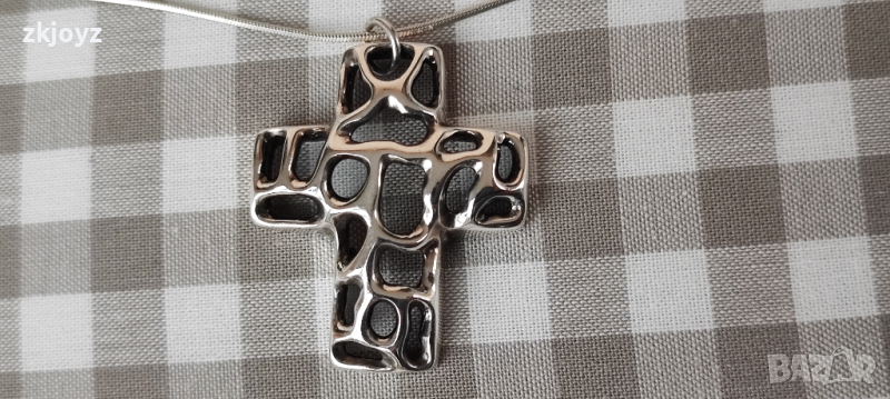 ГОЛЯМА СРЕБЪРЕНА ВИСУЛКА КРЪСТ РОДИРАНА 7.40 ГРАМА / ПРОБА 925, снимка 1