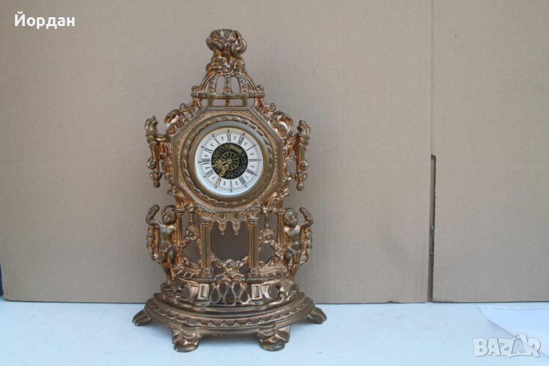 Немски механичен часовник бронз с позлата, снимка 1