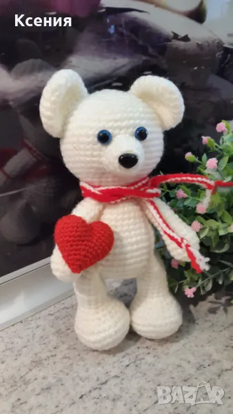 Подаръци за Св. Валентин. Плетена играчка Мече/МАРЕК/, снимка 1