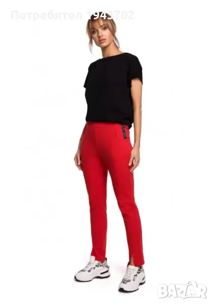 Спортно-елегантен дамски панталон в червен цвят M493 MOE, снимка 1
