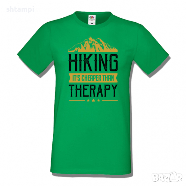 Мъжка тениска Hiking It's Cheaper Than Therapy,Къмпинг,Планина,Изненада,Подарък,Поход,Връх,Хижа,, снимка 1