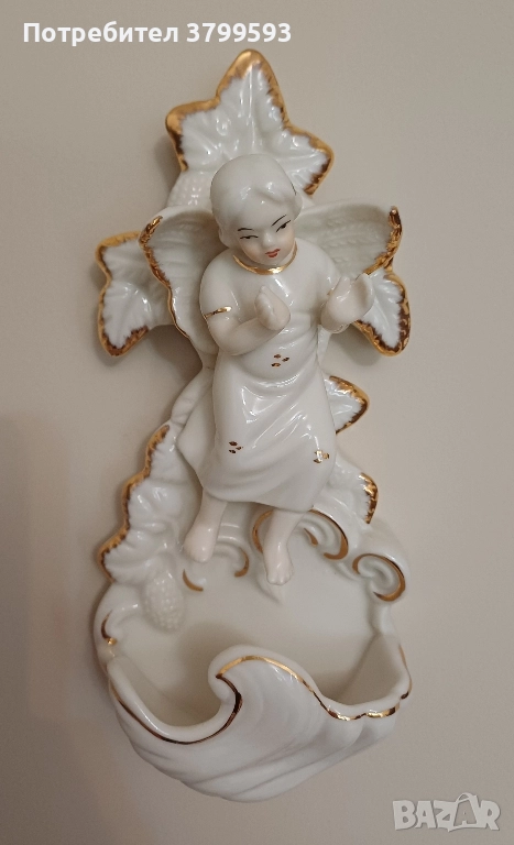 Античен порцеланов съд за светена вода, снимка 1