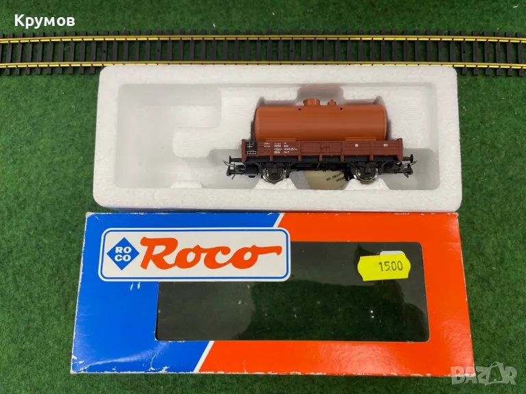 Вагон товарен платформа цистерна 2-осен Роко HO 1:87 влак ЖП модел, снимка 1