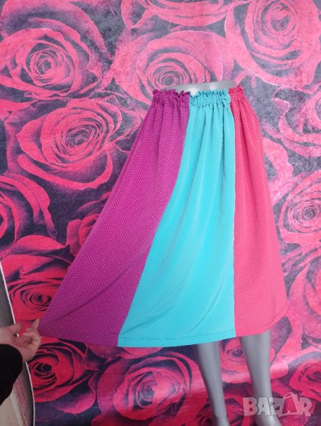 Многоцветна пола тип балон до коляното на точки ХЛ , снимка 1