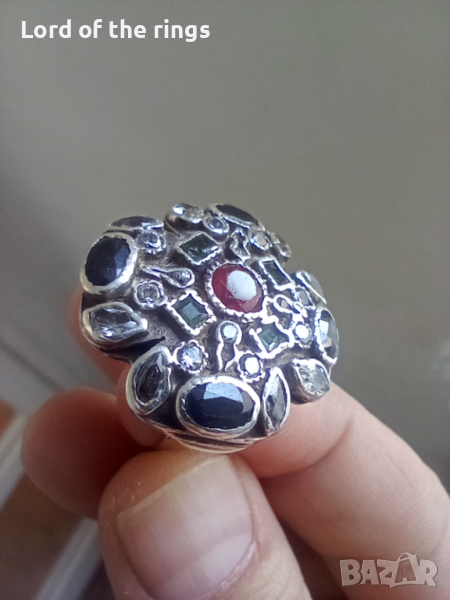 Дамски сребърен пръстен с камъни, снимка 1