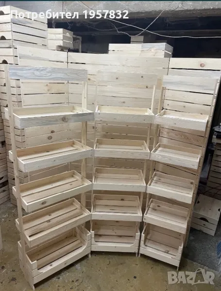 дървен стелаж с регулиращи се рафтове, снимка 1