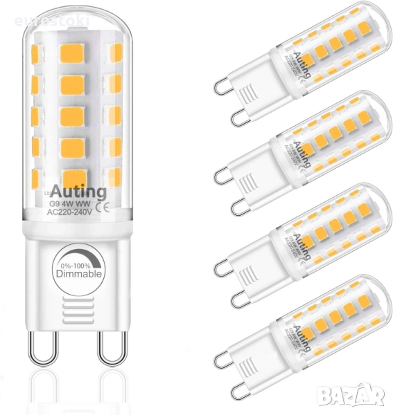 Auting G9 LED димируеми крушки, 4W 2700K топло бяла светлина 32 * 2835 SMD LED крушки, снимка 1