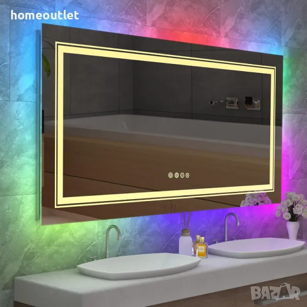 ПРОМОЦИЯ Стенно огледало с LED осветление и правоъгълна форма LUVODI KC-JJ1821-EU, снимка 1