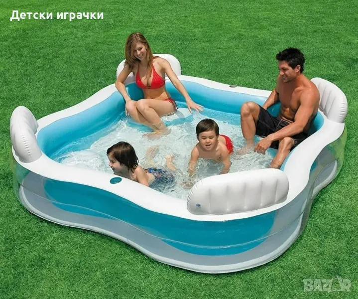 Надуваем басейн Swim Centre INTEX 229 х 66 см с 4 седалки, безопасен за деца, снимка 1