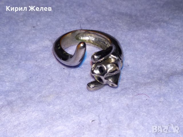 СТАР МЕДЕН НИКЕЛИРАН ФИГУРАЛЕН ВИНТИДЖ АРТ ПРЪСТЕН КОТЕ 38736, снимка 16 - Пръстени - 41761506