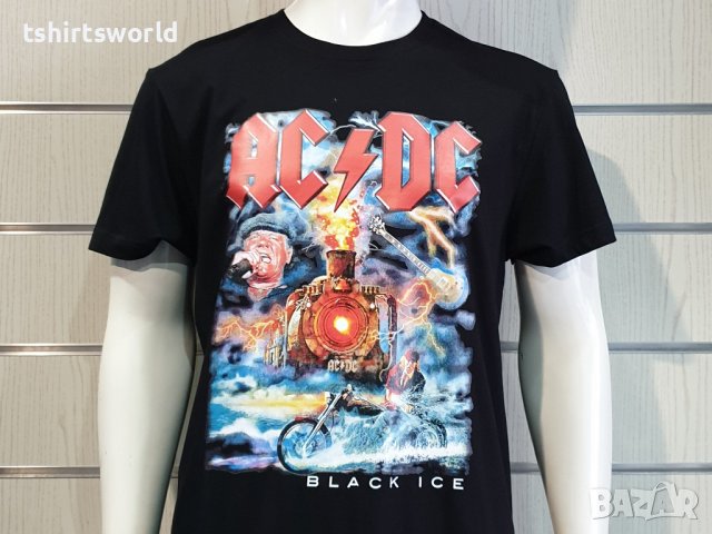 Нова мъжка тениска с дигитален печат на музикалната група AC/DC - Black Ice с Влак, снимка 10 - Тениски - 40717837