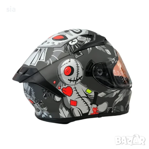 Каска за мотор, Мото шлем, очила и визьор, 4 размера, Сив мат, снимка 2 - Аксесоари и консумативи - 47659672