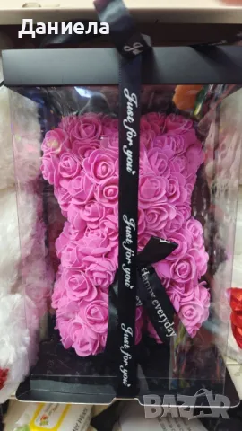 Мече от рози, 25см с подаръчна кутия в 3 цвята, снимка 3 - Декорация за дома - 48577266