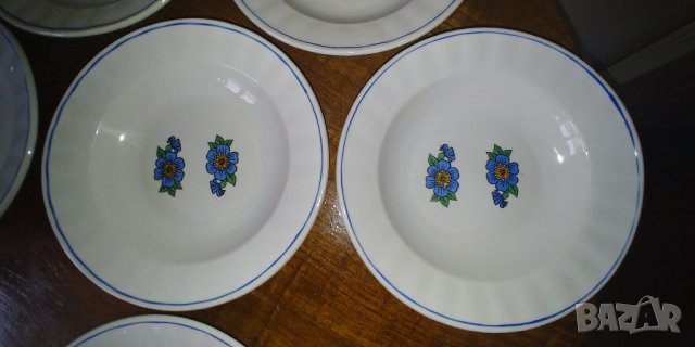 6 бр. чинии за супа със син кант, снимка 8 - Чинии - 39921111