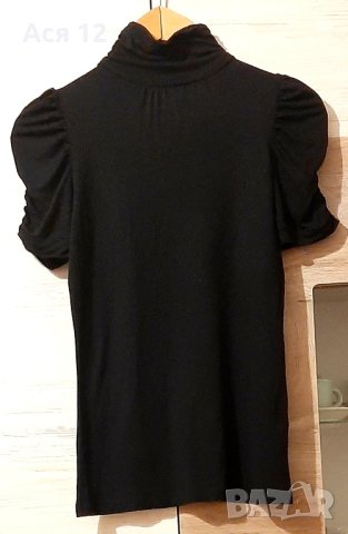 Ефектна  и кокетна,черна блузка100% вискоза, снимка 1 - Рокли - 41976598