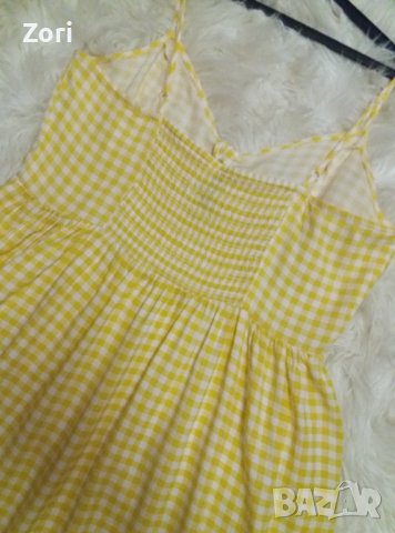 Слънчева рокличка на бели и жълти квадратчета с тънки презрамки ХЛ/2ХЛ размер, снимка 4 - Рокли - 41417519