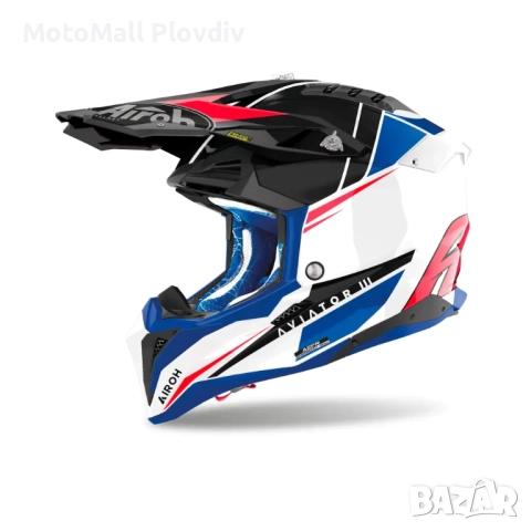 Каска Airoh Aviator 3 Push Blue Red Gloss, снимка 2 - Аксесоари и консумативи - 51783969