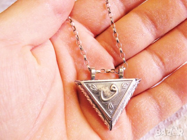 сребърен синджир със старинна сребърна отваряща се османска,турска, муска, накит, амулет сребро, снимка 2 - Колиета, медальони, синджири - 35865241