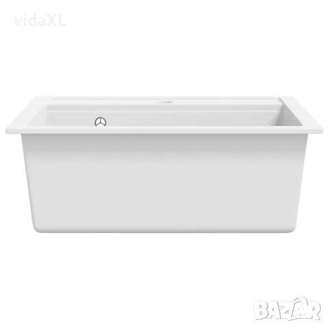 vidaXL Гранитна кухненска мивка с едно корито, бяла, снимка 4 - Мивки - 56146072