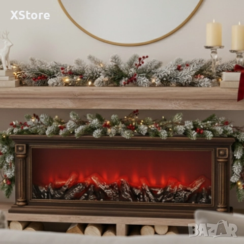 LED камина с ефект на жар – уют и атмосфера без дим и огън. Бяла/кафява, снимка 2 - Декорация за дома - 52440190