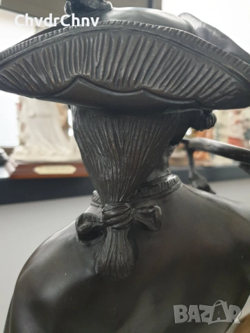 77см-43кг Moreau статуетка-композиция/голяма стара френска скулптура/фигура на ловец с кучета-хрътки, снимка 13 - Статуетки - 53483466