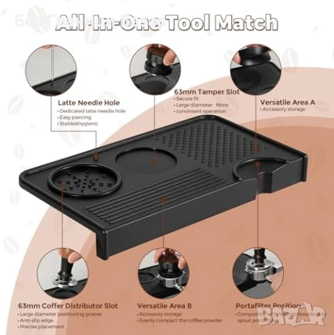 Нова Бариста тампинг станция – силиконова подложка с отделения 7мм силикон, снимка 4 - Аксесоари за кухня - 53666920