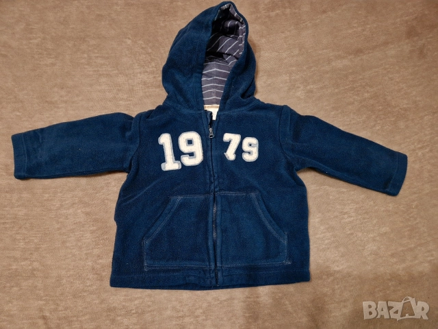 9-12м 80см Анорак, суичър , син, с качулка, без следи от употреба 