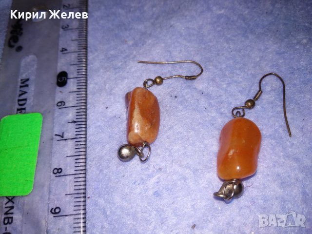 РЕТРО - ВИНТИДЖ КАРНЕОЛЕНИ ХЕНД - МЕЙД ОБЕЦИ 36463, снимка 5 - Обеци - 39944907