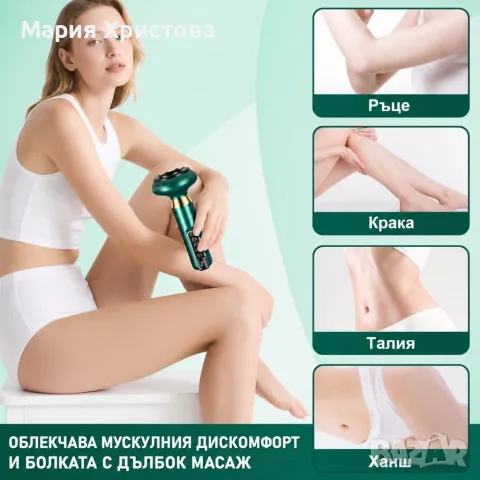 Антицелулитен вакуумен масажор за тяло с вендузи, загряване и 12 нива на засмукване – за крака, коре, снимка 4 - Масажори - 55781732