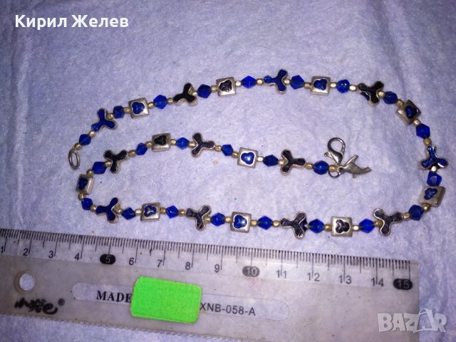 ПРЕКРАСНО ПОСРЕБРЕНО ЕМАЙЛИРАНО КРИСТАЛНО АРТ НУВО СТИЛ МЕДНО КОЛИЕ 38682, снимка 3 - Колиета, медальони, синджири - 41682631